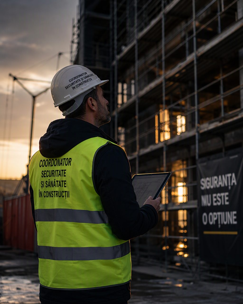Specialist SSM APB Servicii în echipament de protecție, la o verificare pe teren în Cluj